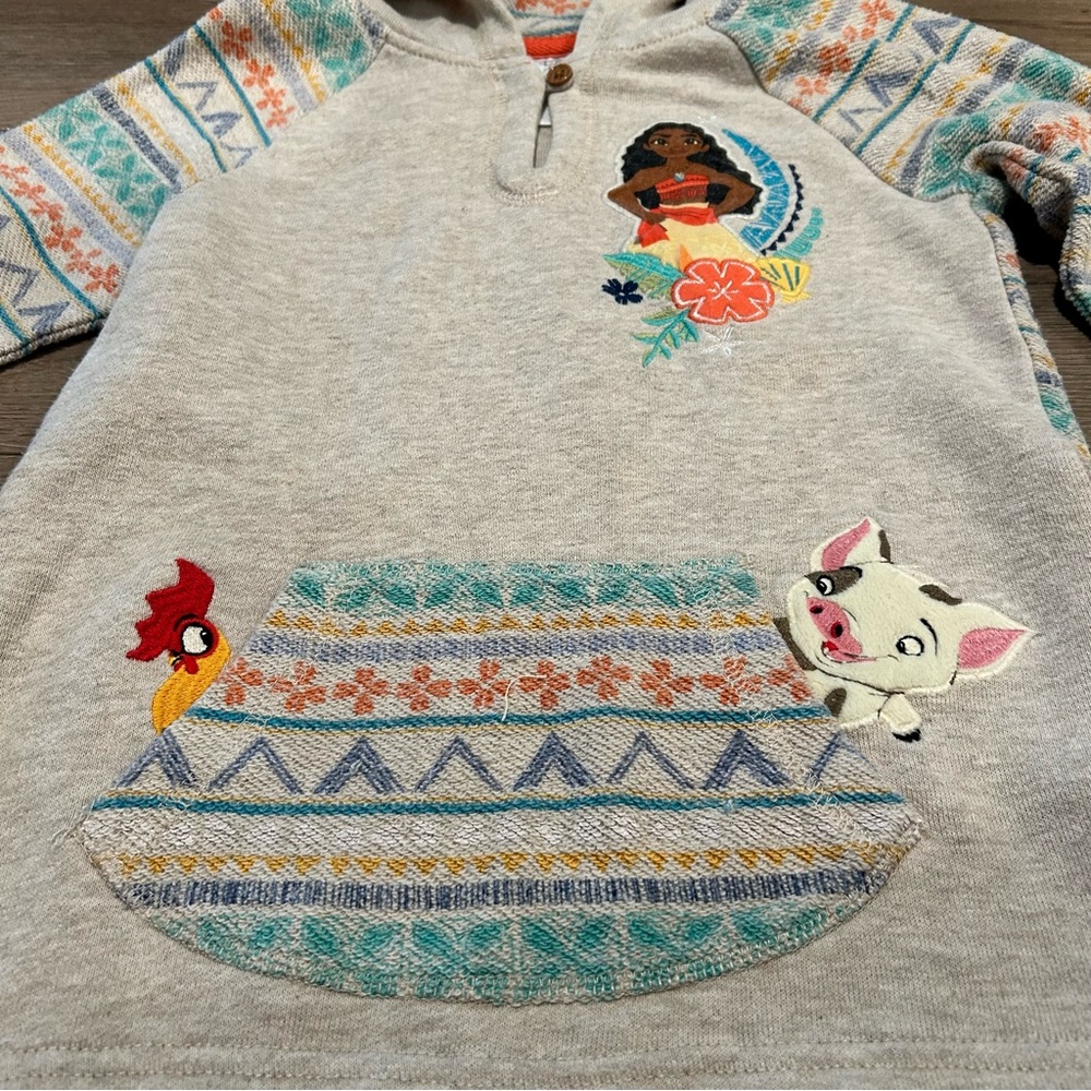 Disney Gray Moana Hoodie with Colorful Patterns - Picture 2 of 7